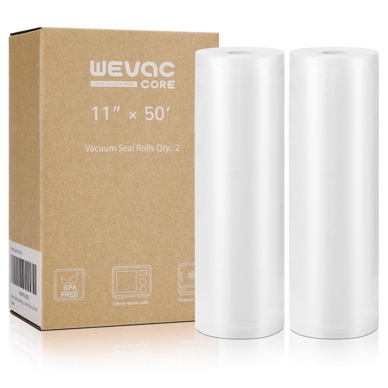 Wevac Vacuum Sealer Bags 11x50 Rolls 2 pack for Food Saver, Seal a Meal, Weston. Commercial Grade, BPA Free, Heavy Duty, Great for vac storage, Meal Prep or Sous Vide - Image 1
